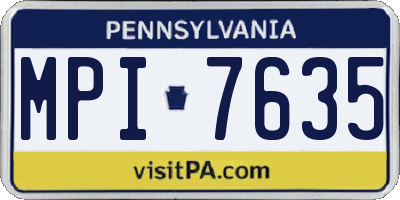PA license plate MPI7635