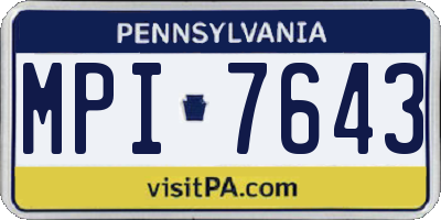 PA license plate MPI7643
