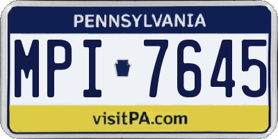 PA license plate MPI7645
