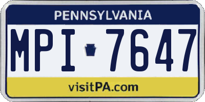 PA license plate MPI7647