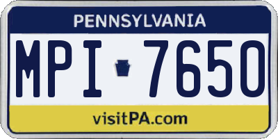 PA license plate MPI7650