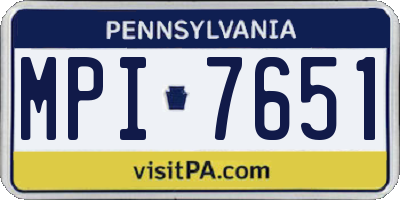 PA license plate MPI7651