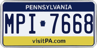 PA license plate MPI7668