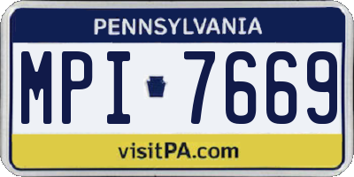 PA license plate MPI7669