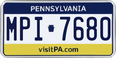 PA license plate MPI7680