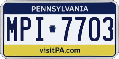 PA license plate MPI7703