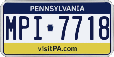 PA license plate MPI7718