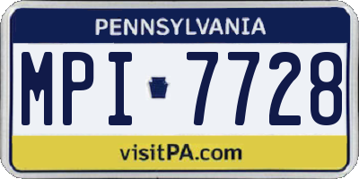 PA license plate MPI7728