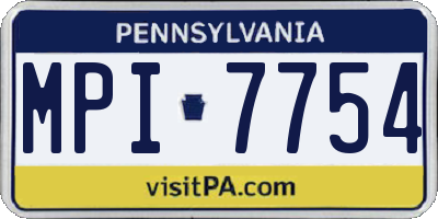PA license plate MPI7754