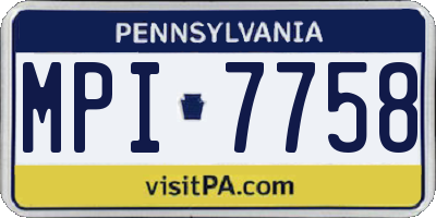 PA license plate MPI7758