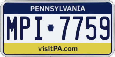 PA license plate MPI7759