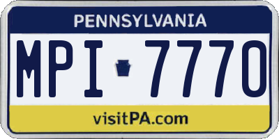 PA license plate MPI7770
