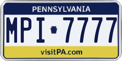 PA license plate MPI7777