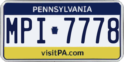 PA license plate MPI7778