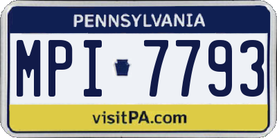 PA license plate MPI7793