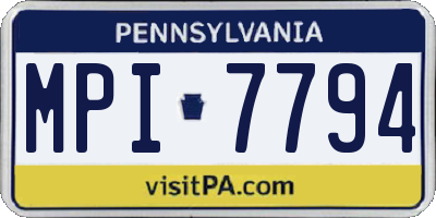 PA license plate MPI7794