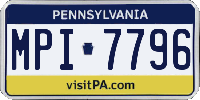 PA license plate MPI7796