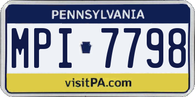 PA license plate MPI7798