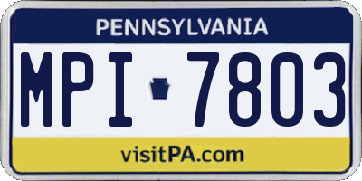 PA license plate MPI7803