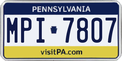 PA license plate MPI7807