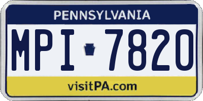 PA license plate MPI7820