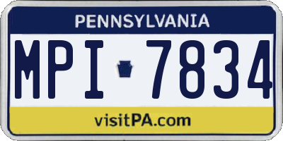 PA license plate MPI7834