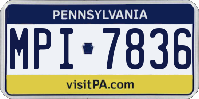 PA license plate MPI7836