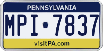 PA license plate MPI7837