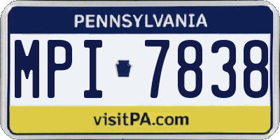 PA license plate MPI7838