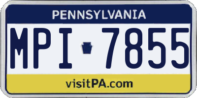 PA license plate MPI7855