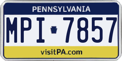 PA license plate MPI7857