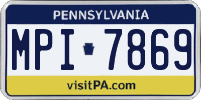 PA license plate MPI7869