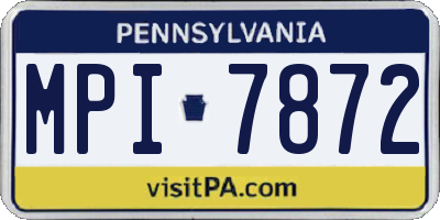 PA license plate MPI7872
