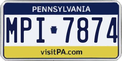 PA license plate MPI7874