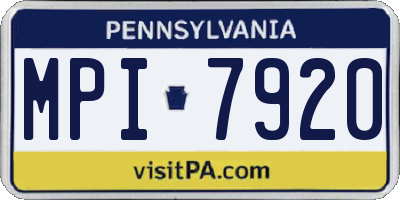 PA license plate MPI7920
