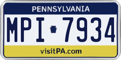 PA license plate MPI7934