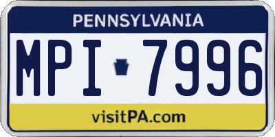 PA license plate MPI7996