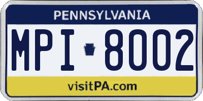 PA license plate MPI8002