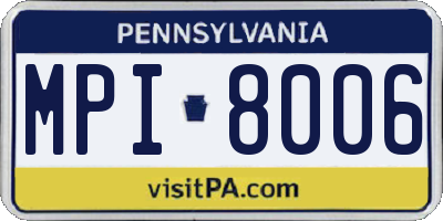 PA license plate MPI8006