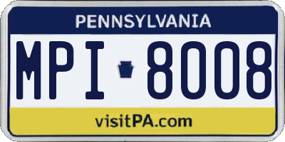 PA license plate MPI8008