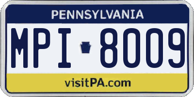 PA license plate MPI8009