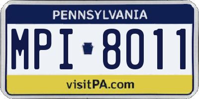 PA license plate MPI8011