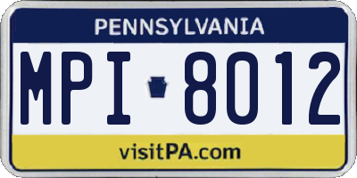 PA license plate MPI8012