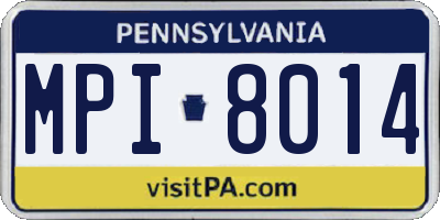PA license plate MPI8014