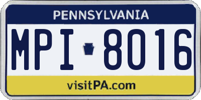 PA license plate MPI8016