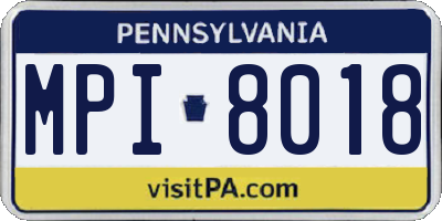 PA license plate MPI8018
