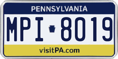 PA license plate MPI8019