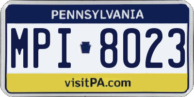 PA license plate MPI8023