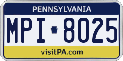 PA license plate MPI8025