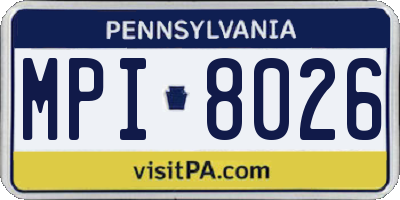 PA license plate MPI8026